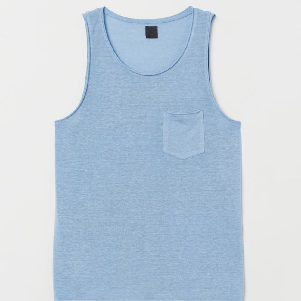 H&M Medium blue soft tank top in soft, marled jersey